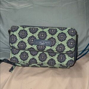 Vera Bradley Crossbody Bag - Green and Gray Floral